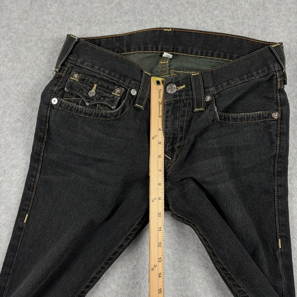 True Religion Jeans Mens 32x32 Dark Gray Contrast Stitch Straight Leg Low Rise